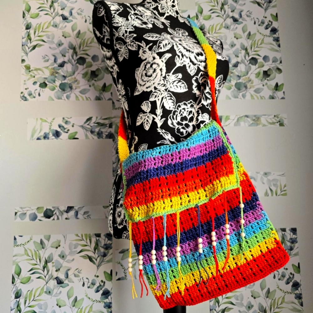 Hippie crochet crossbody bag